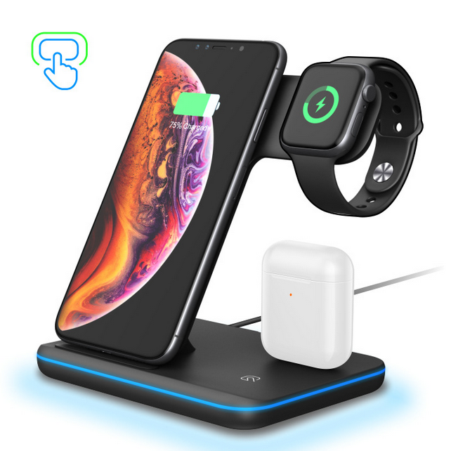 3-in-1 wireless charger stand for Apple phone watch Android headset Huawei 15W fast charge