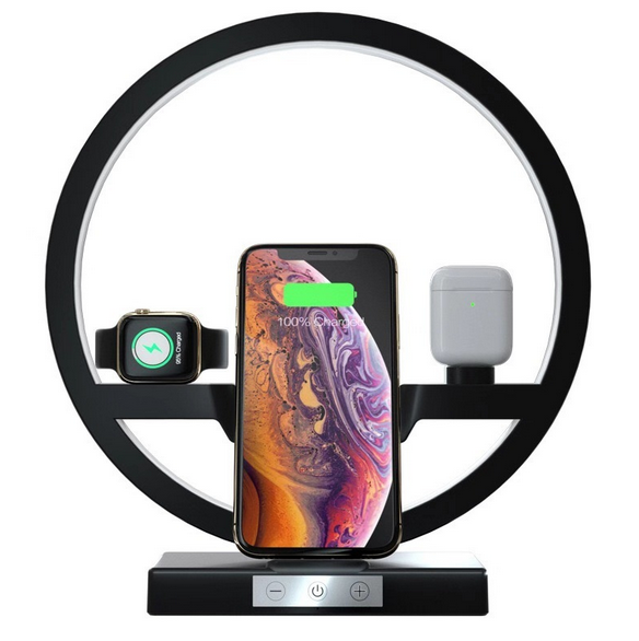 Multifunctional Wireless Charger 3 in 1 Wireless Charging Desk Lamp LED for Apple Phone Watch Headphone Charger