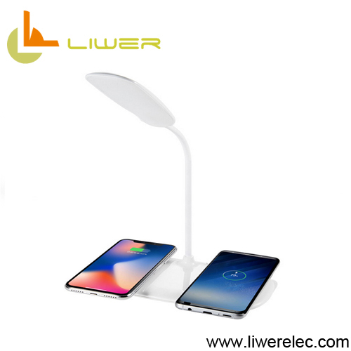 Qi certified 2 in 1 LED lamp with wireless charger for iphone, samsung